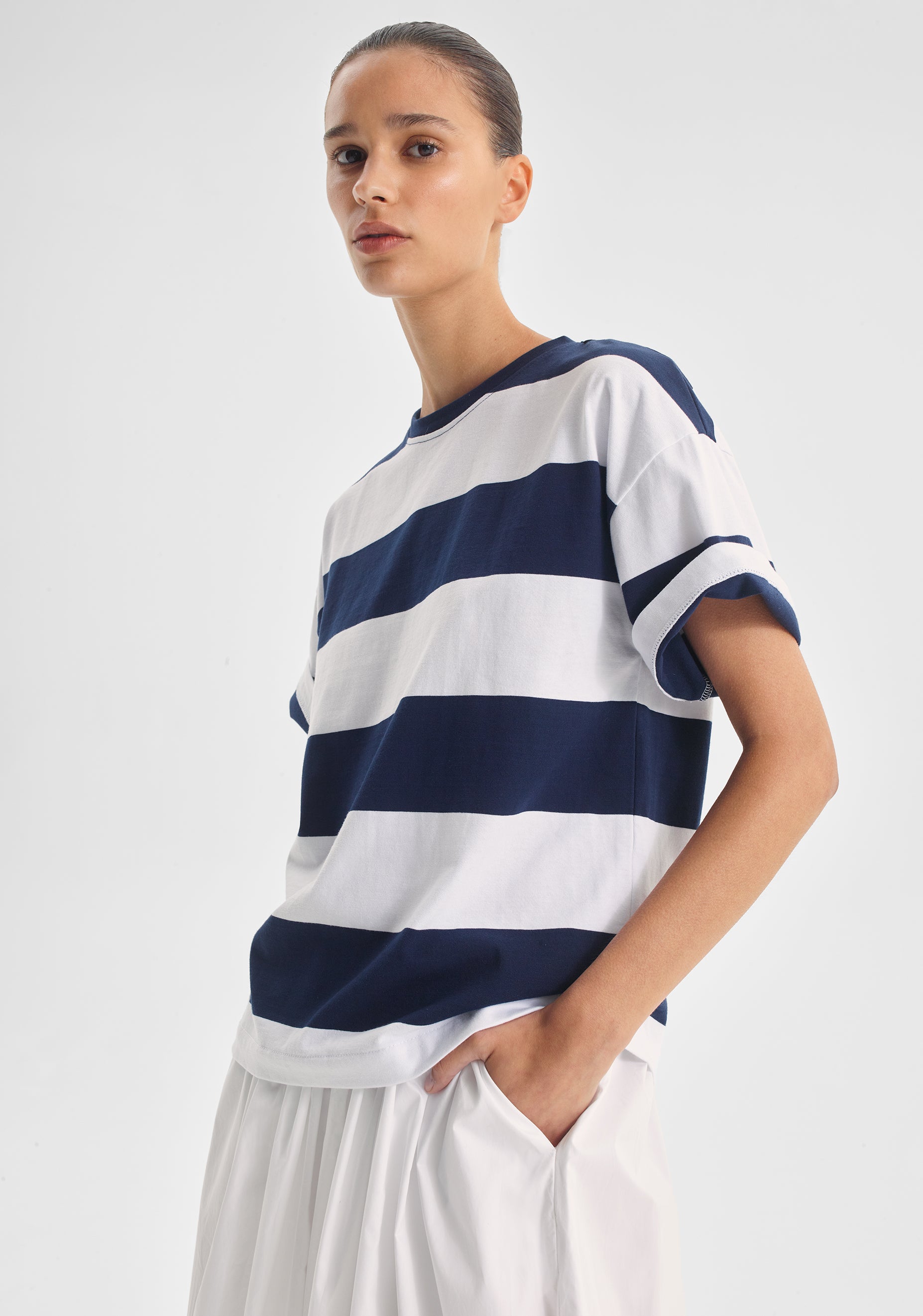 Rory Stripe Tee | Navy