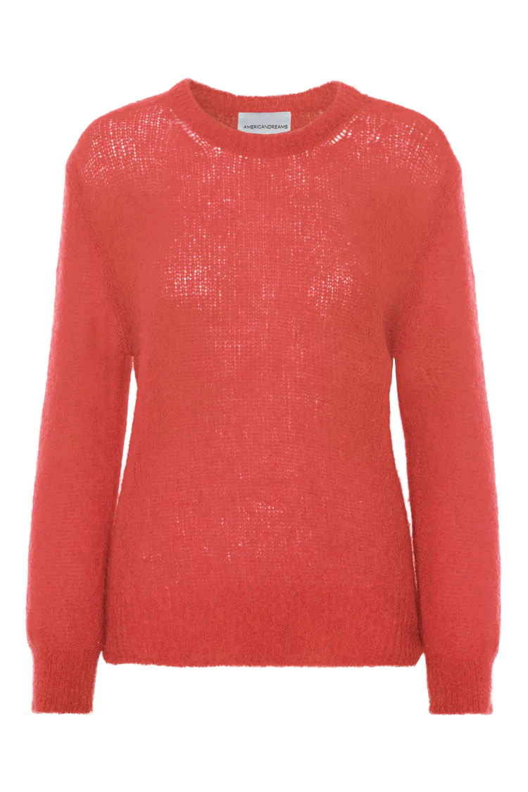 Ulla O Neck Sweater Coral Red