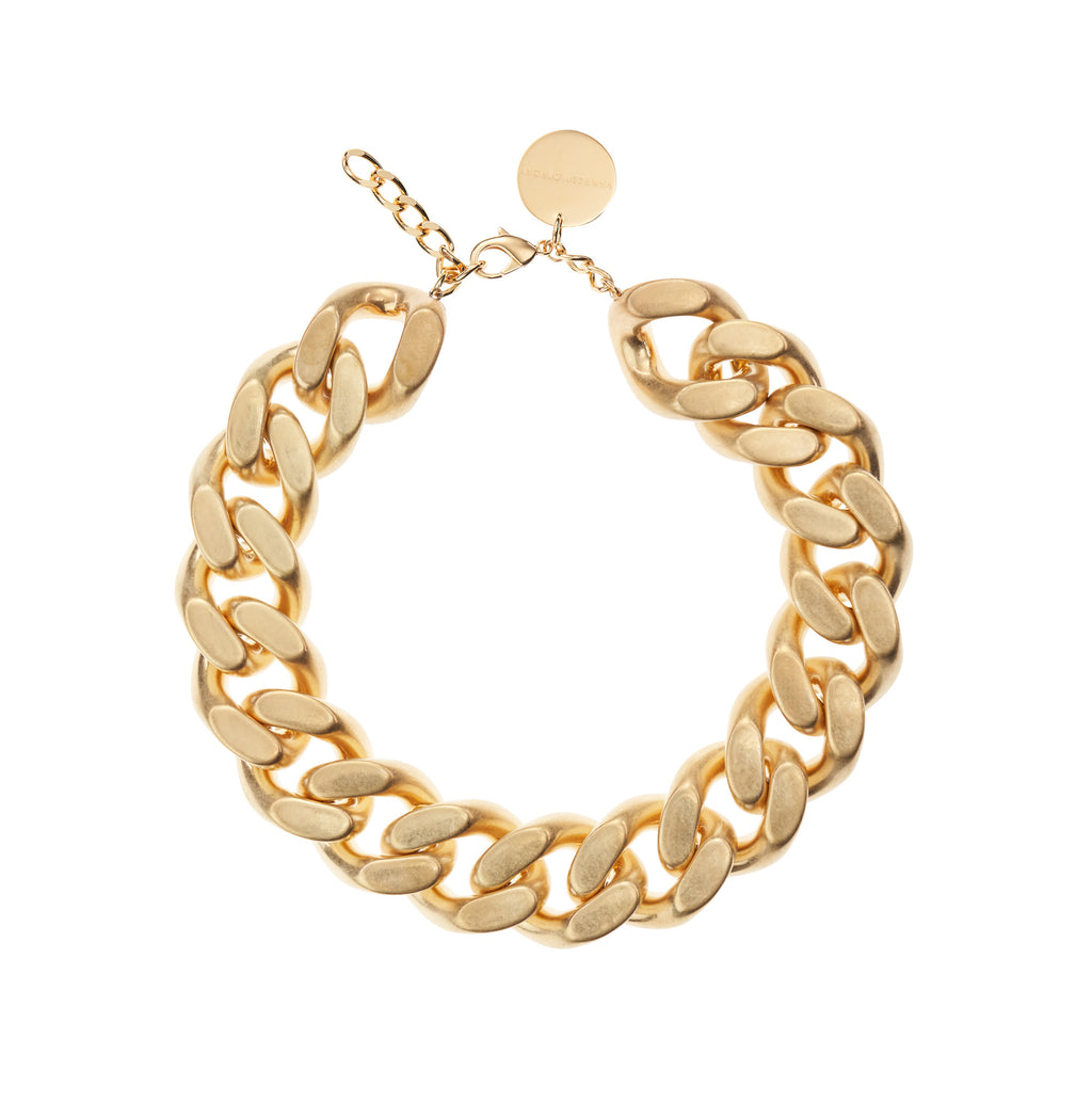 Big Flat Chain Necklace - Gold Vintage