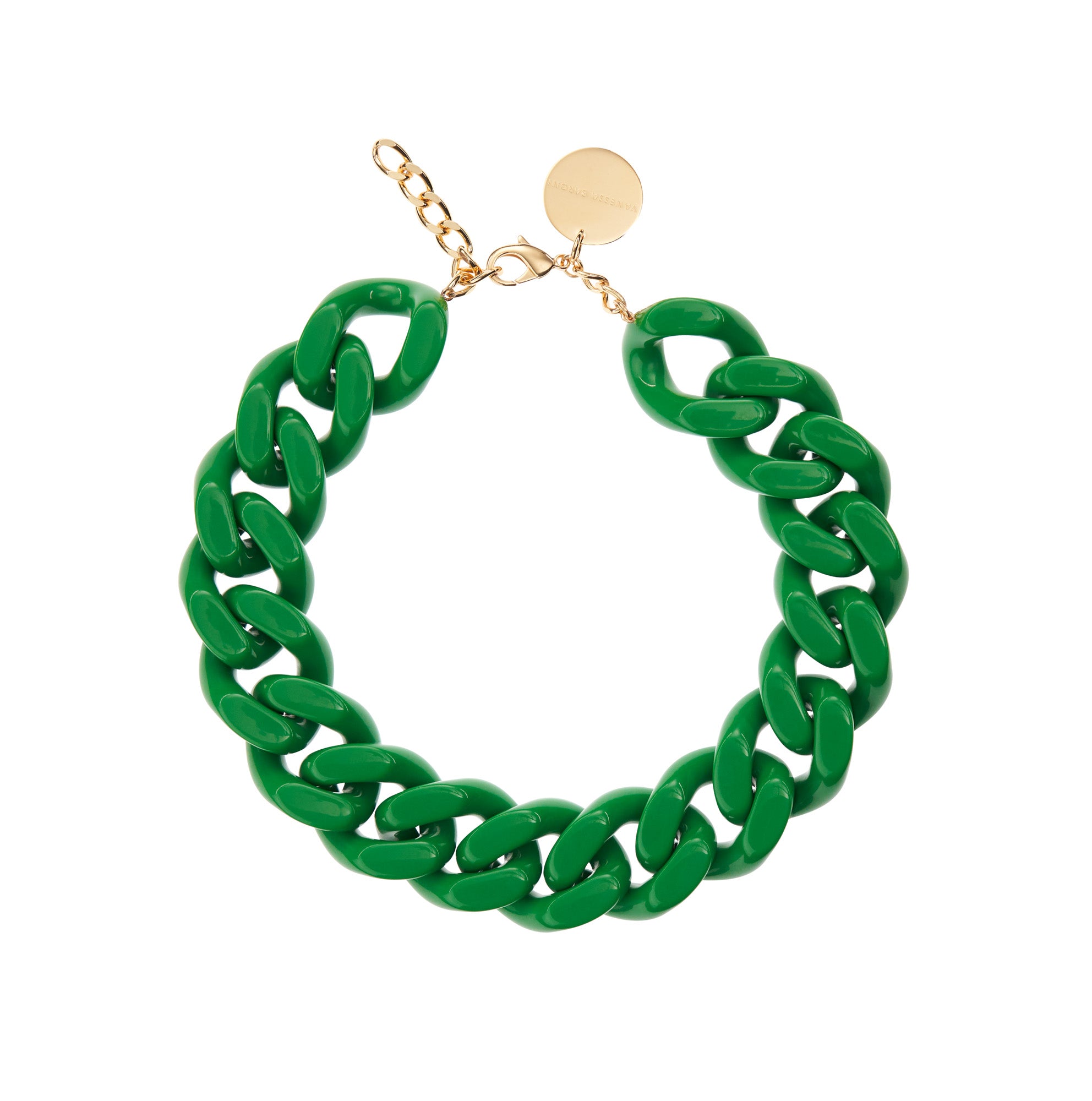 Big Flat Chain Necklace - Green