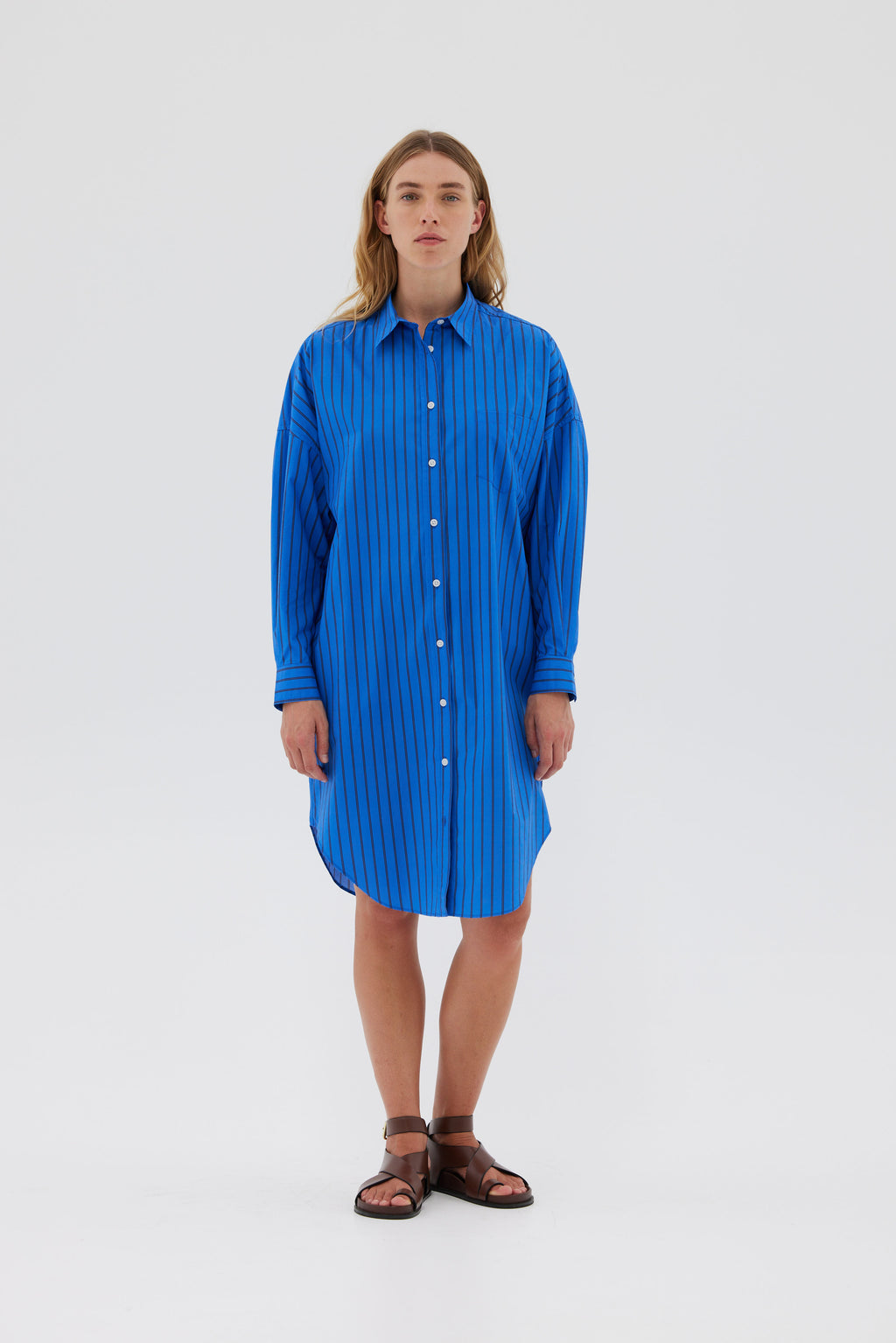 Chiara Shirt Dress Stripes - Ink Blue & Navy