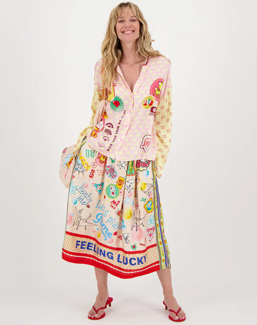 Vanessa Lucky Me Printed Midi Skirt | Size M/L