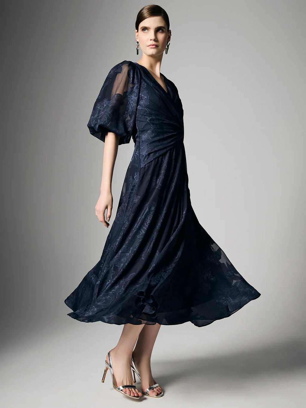 Saige Navy Floral Wrap Dress