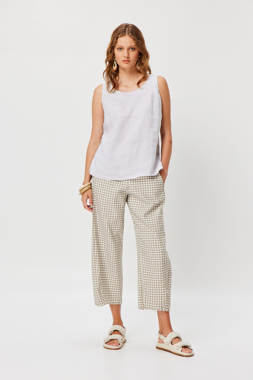 Penny Pant - Gingham Camel -14