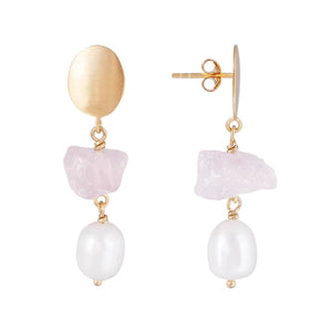 Free-Form Rose Quartz Pearl Drops